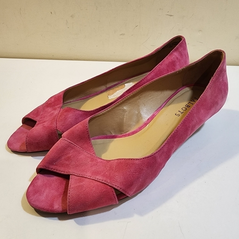 TALBOTS Pink Leather upper suede Open Toe  shoes size 10×